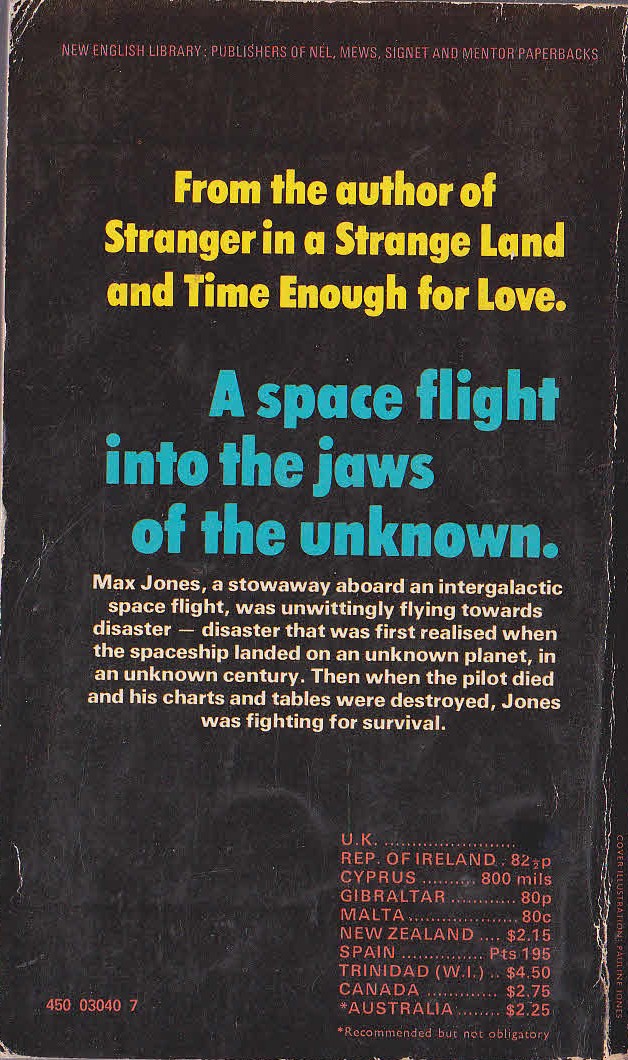 Robert A. Heinlein  STARMAN JONES magnified rear book cover image
