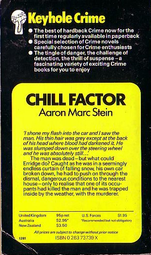 Aaron Marc Stein  CHILL FACTOR magnified rear book cover image