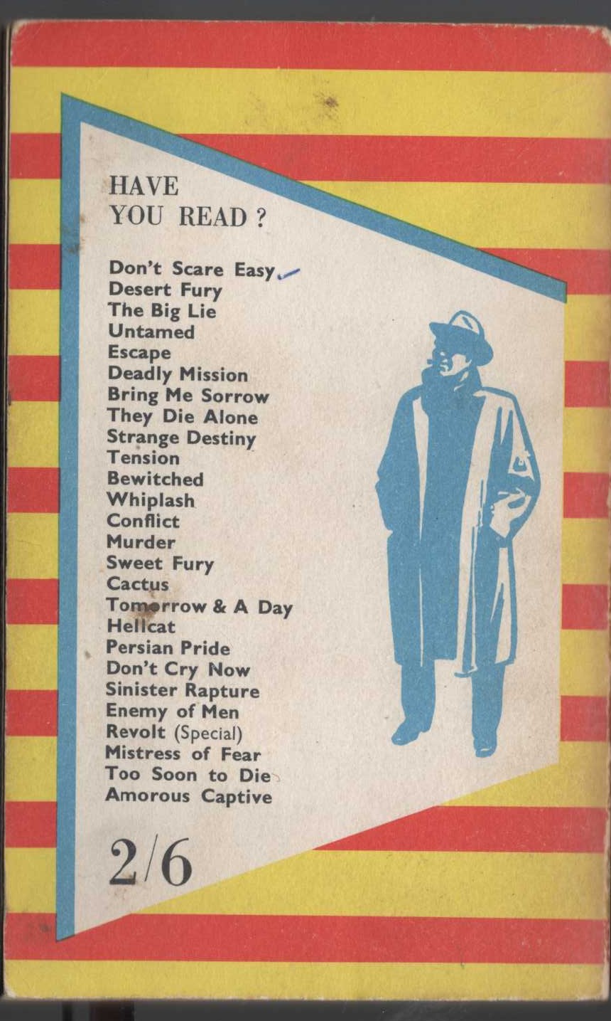 Hank Janson  TOO SOON TO DIE magnified rear book cover image