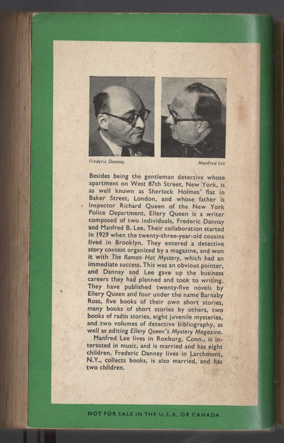 Ellery Queen  DOUBLE, DOUBLE magnified rear book cover image