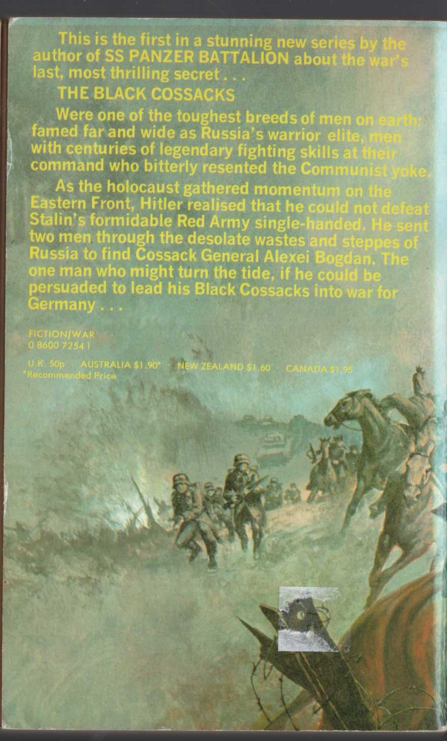 Leo Kessler  THE BLACK COSSACKS magnified rear book cover image