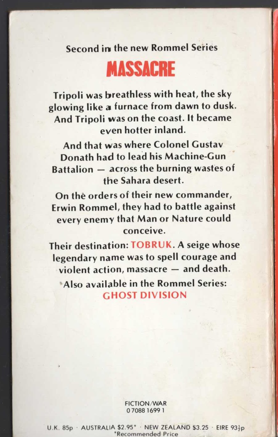 Leo Kessler  MASSACRE magnified rear book cover image