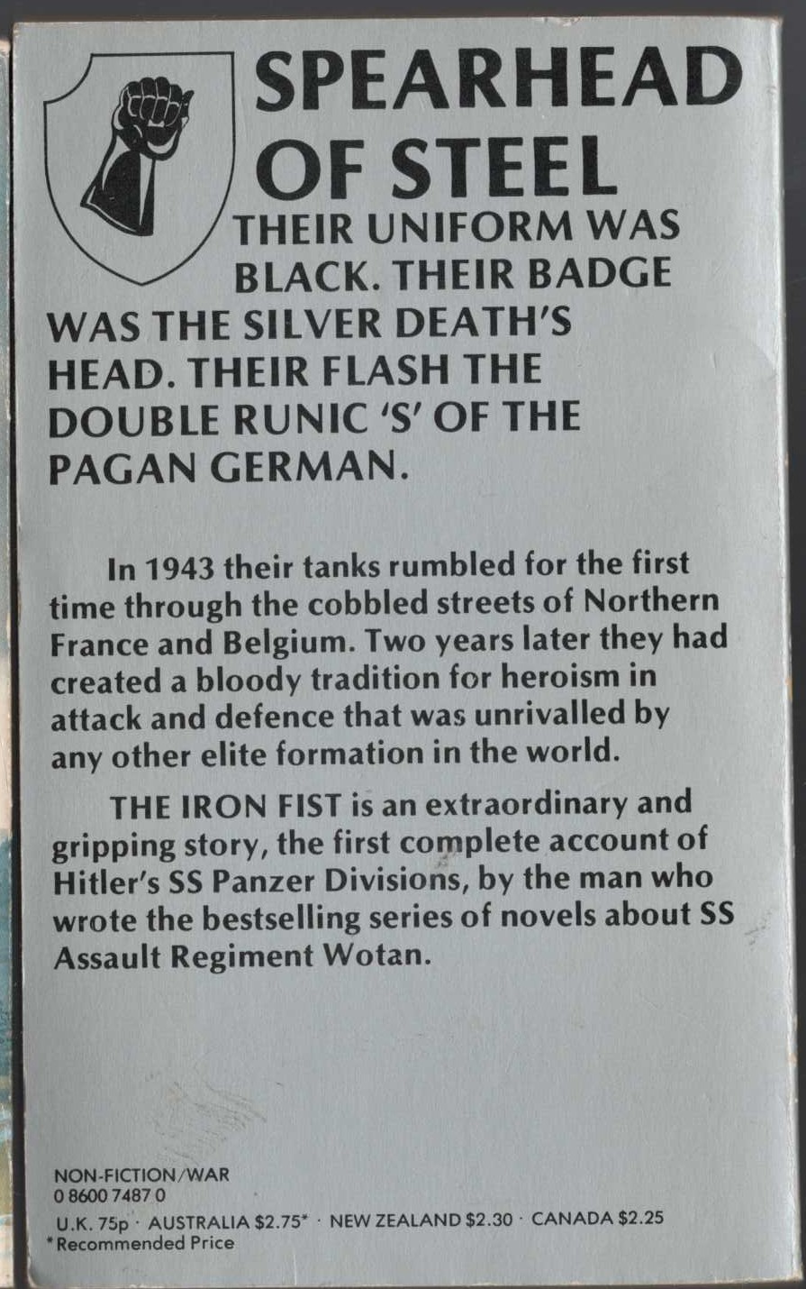 Leo Kessler  THE IRON FIST (non-fiction) magnified rear book cover image