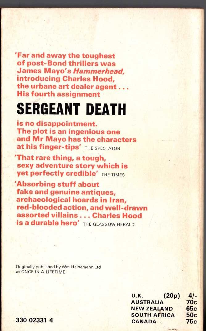 James Mayo  SERGEANT DEATH magnified rear book cover image