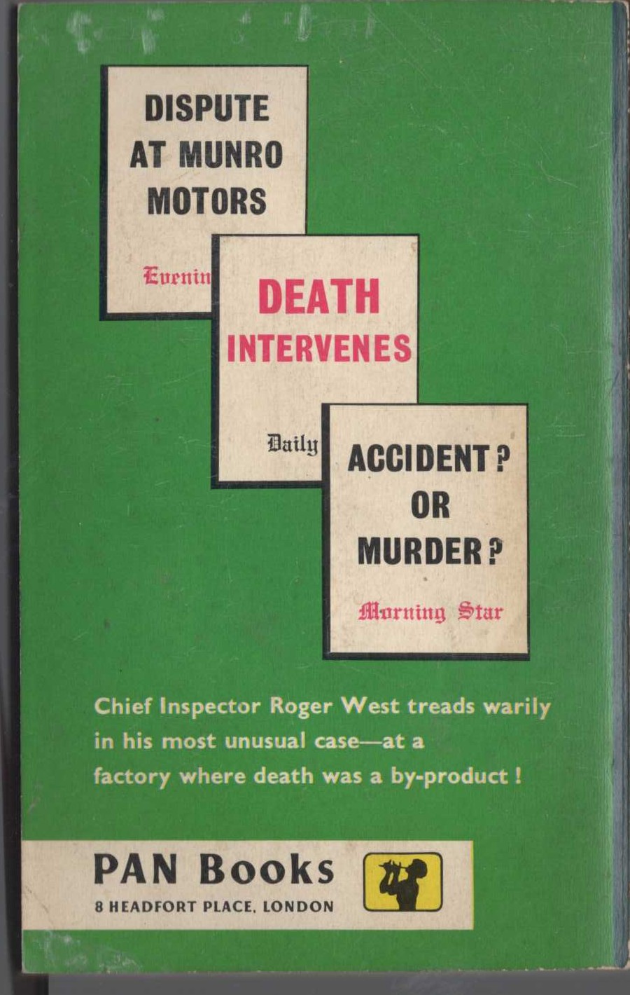 John Creasey  STRIKE FOR DEATH (Inspector West) magnified rear book cover image