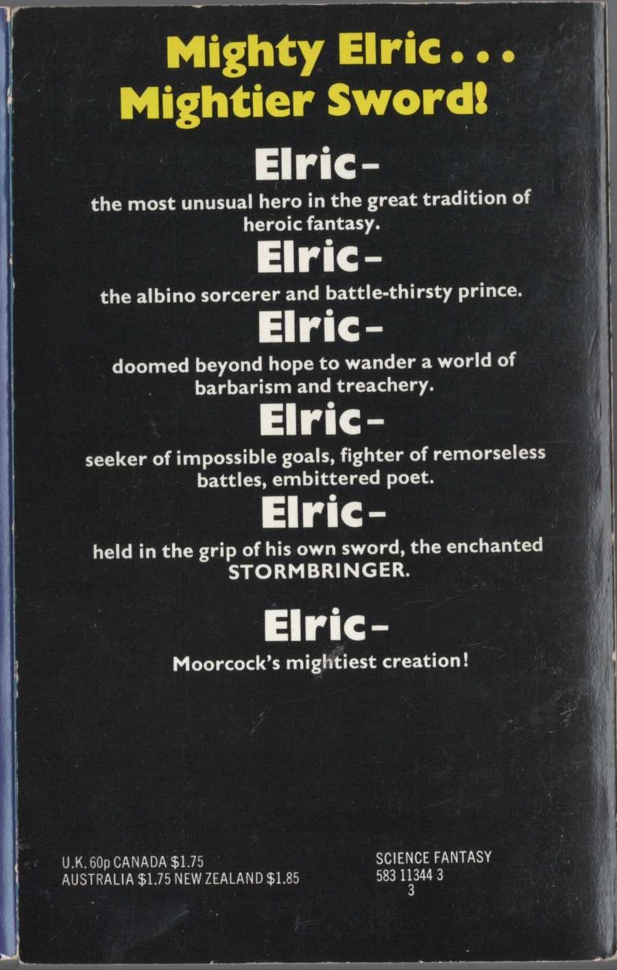 Michael Moorcock  THE STEALER OF SOULS magnified rear book cover image