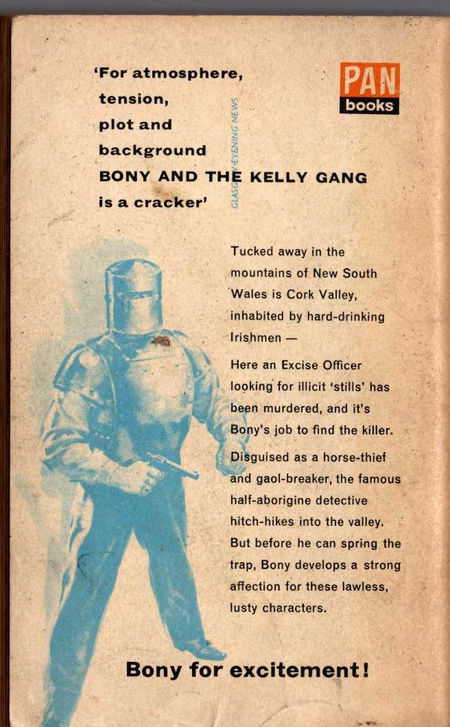 Arthur Upfield  BONY AND THE KELLY GANG magnified rear book cover image