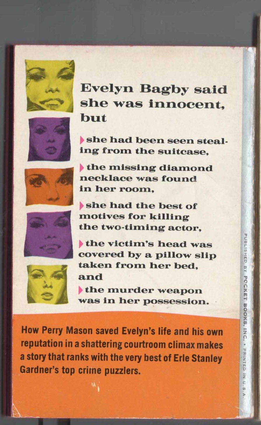 Erle Stanley Gardner  THE CASE OF THE RESTLESS REDHEAD magnified rear book cover image