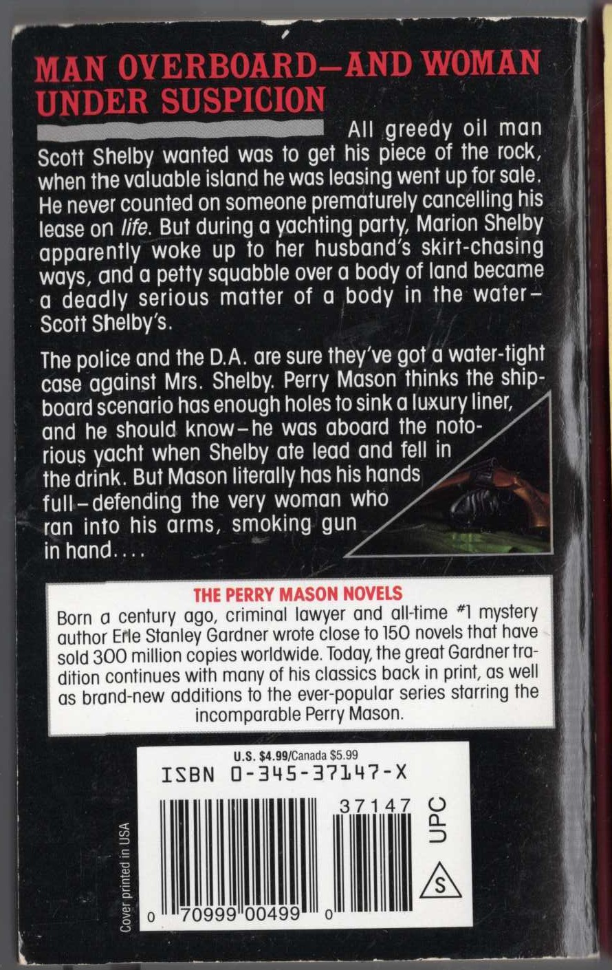 Erle Stanley Gardner  THE CASE OF THE HALF-WAKENED WIFE magnified rear book cover image