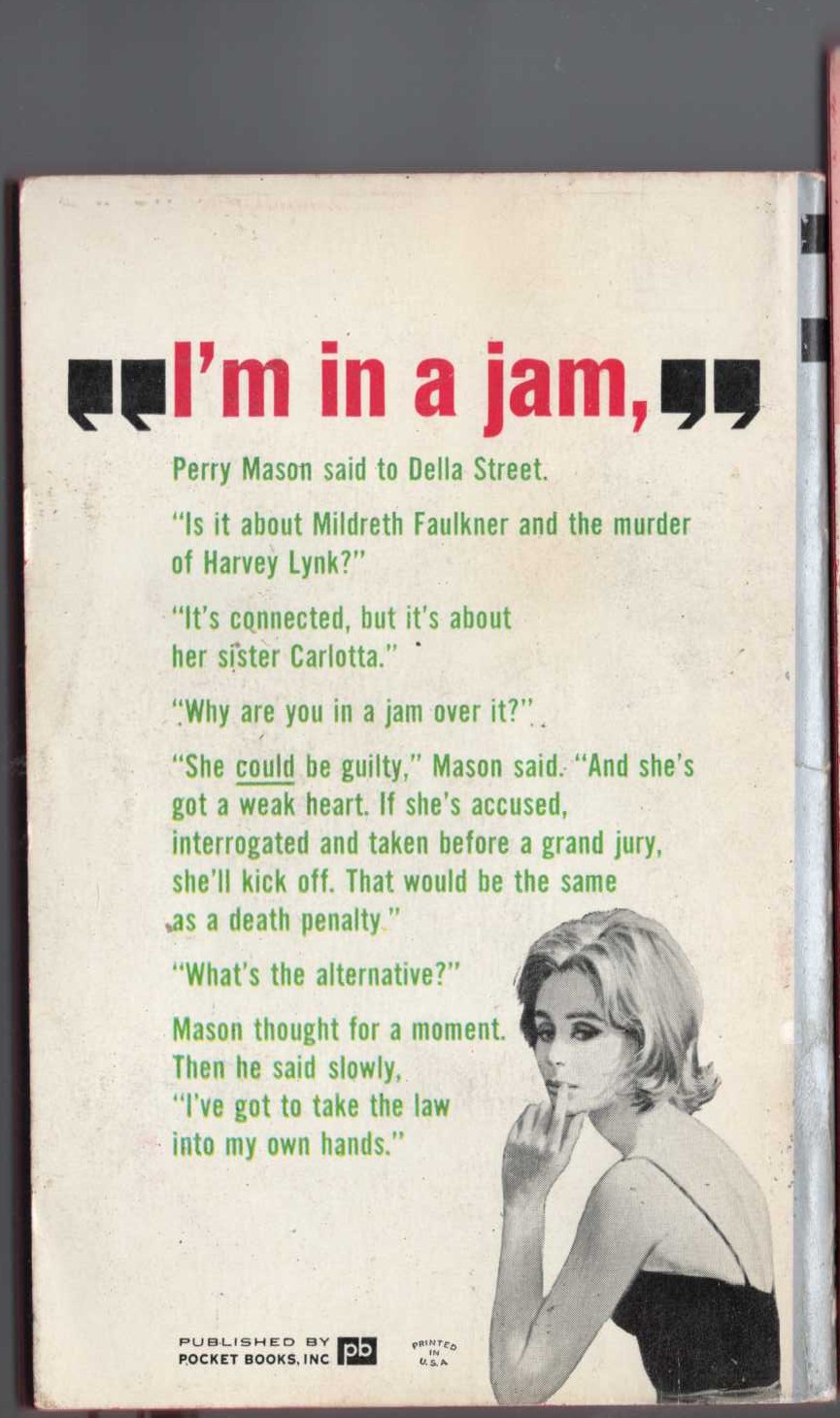 Erle Stanley Gardner  THE CASE OF THE SILENT PARTNER magnified rear book cover image