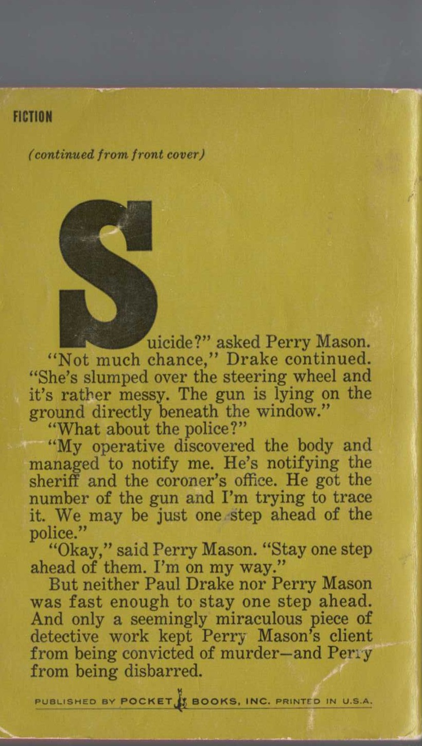 Erle Stanley Gardner  THE CASE OF THE DUBIOUS BRIDEGROOM magnified rear book cover image