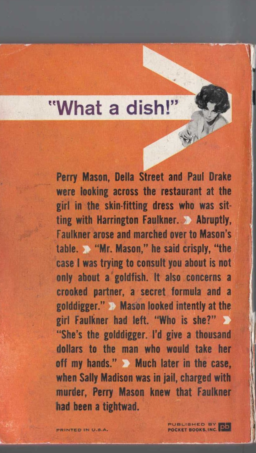 Erle Stanley Gardner  THE CASE OF THE GOLDDIGGER'S PURSE magnified rear book cover image