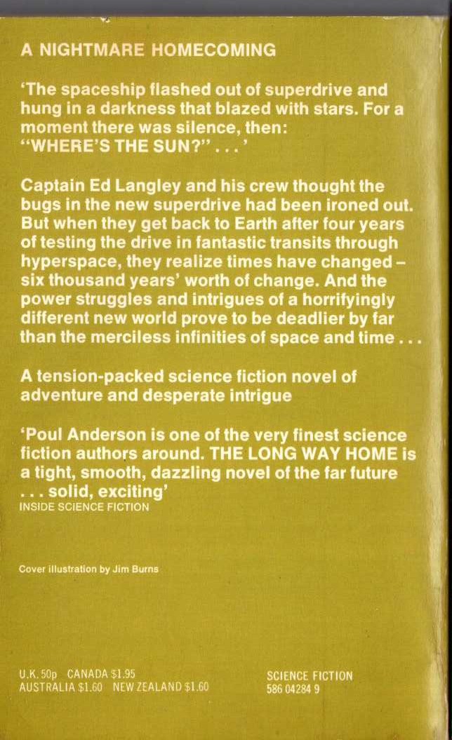 Poul Anderson  LET THE SPACEMEN BEWARE magnified rear book cover image