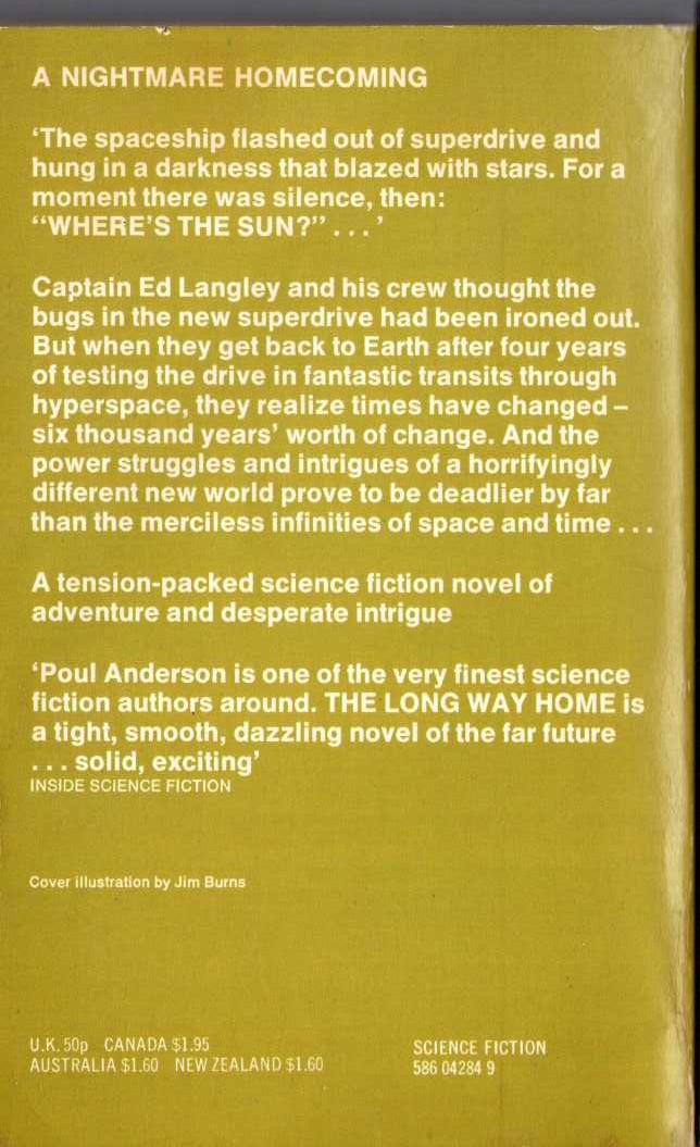 Poul Anderson  THE LONG WAY HOME magnified rear book cover image