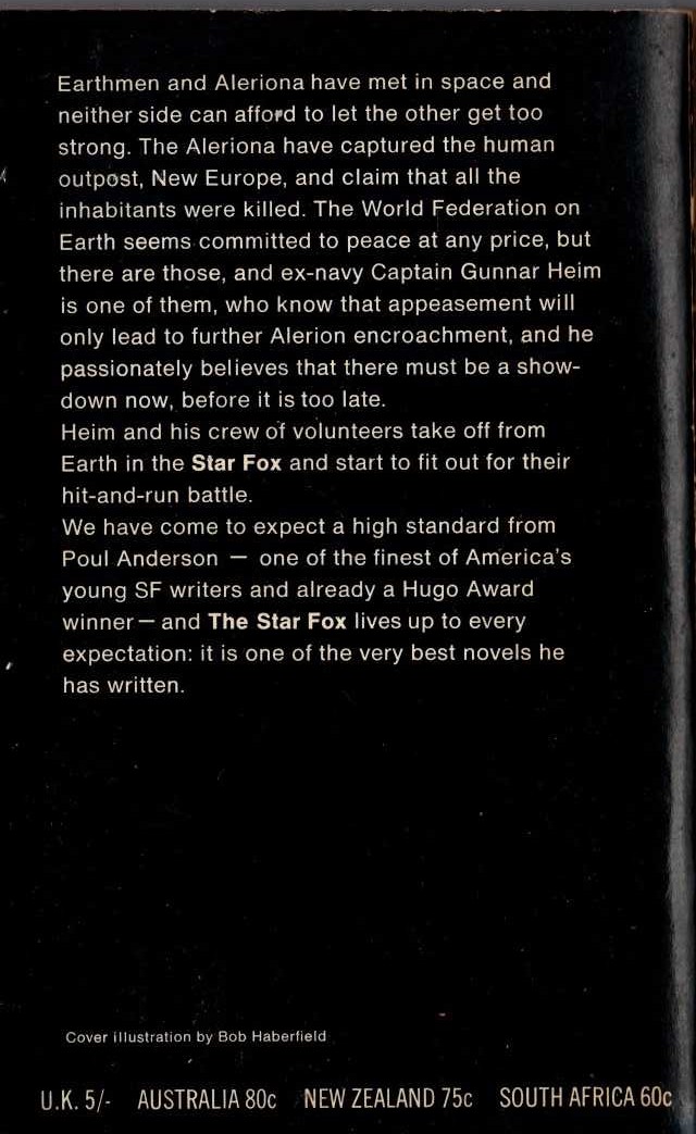 Poul Anderson  THE STAR FOX magnified rear book cover image