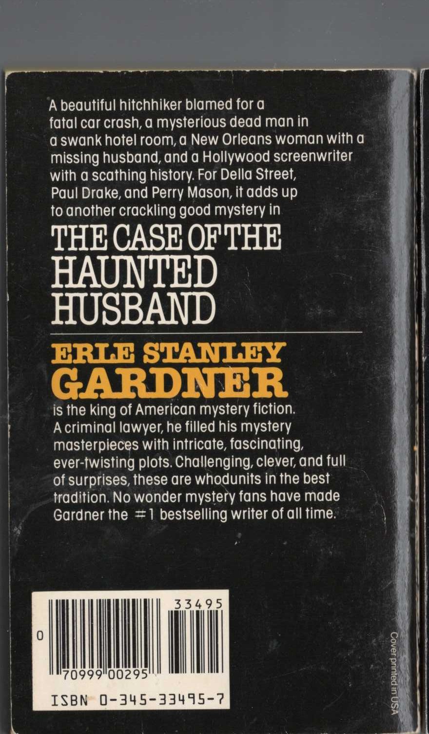 Erle Stanley Gardner  THE CASE OF THE HAUNTED HUSBAND magnified rear book cover image