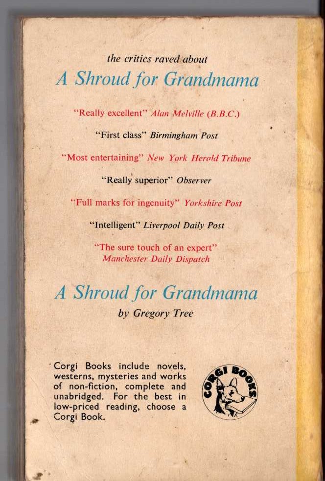 Gregory Tree  A SHROUD FOR GRANDMAMA magnified rear book cover image