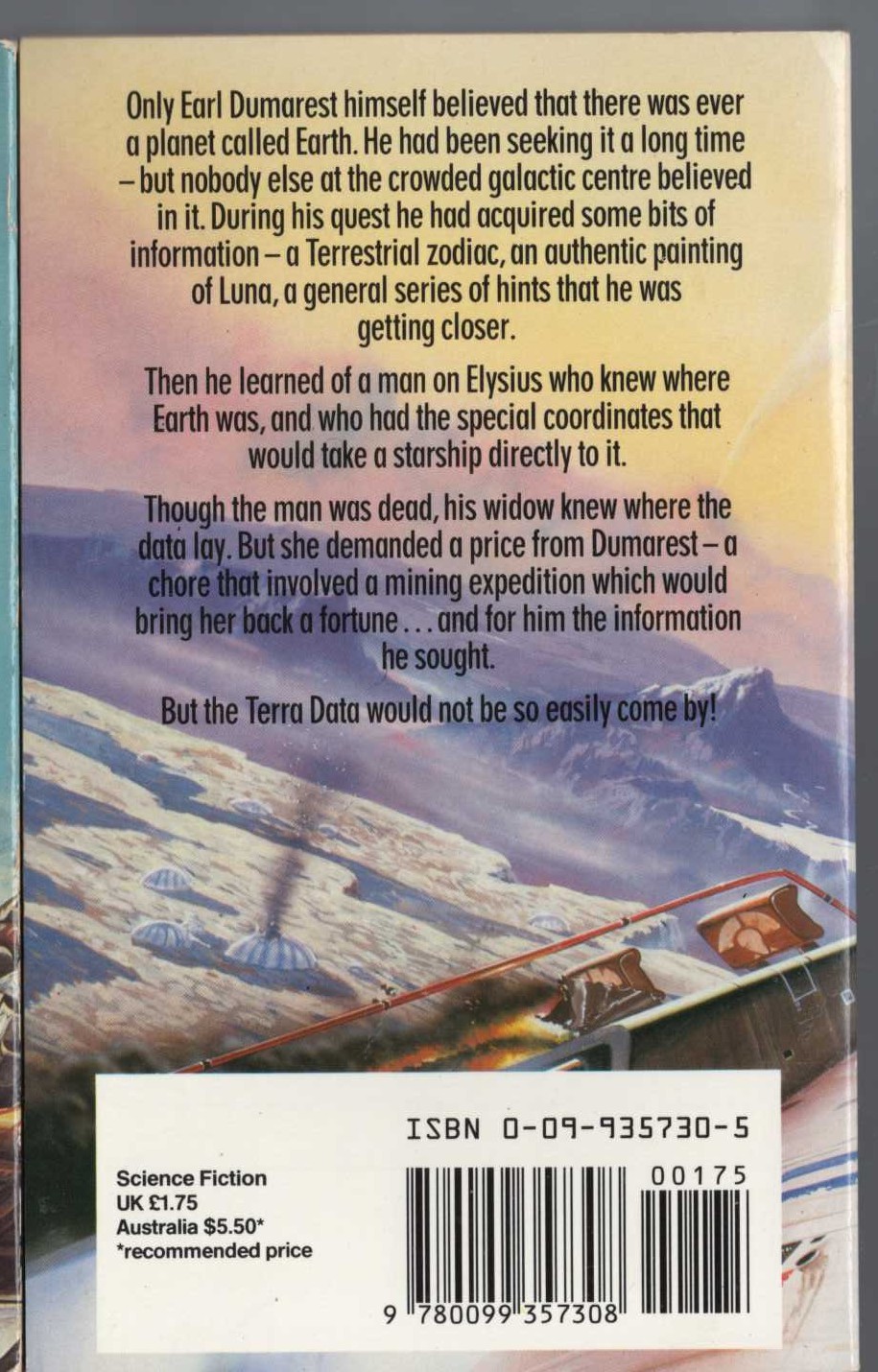 E.C. Tubb  THE TERRA DATA magnified rear book cover image