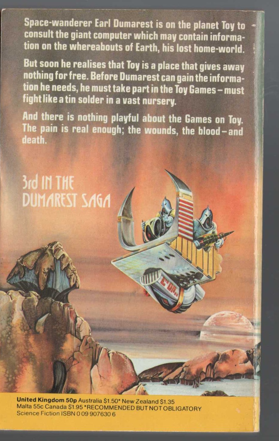 E.C. Tubb  TOYMAN magnified rear book cover image