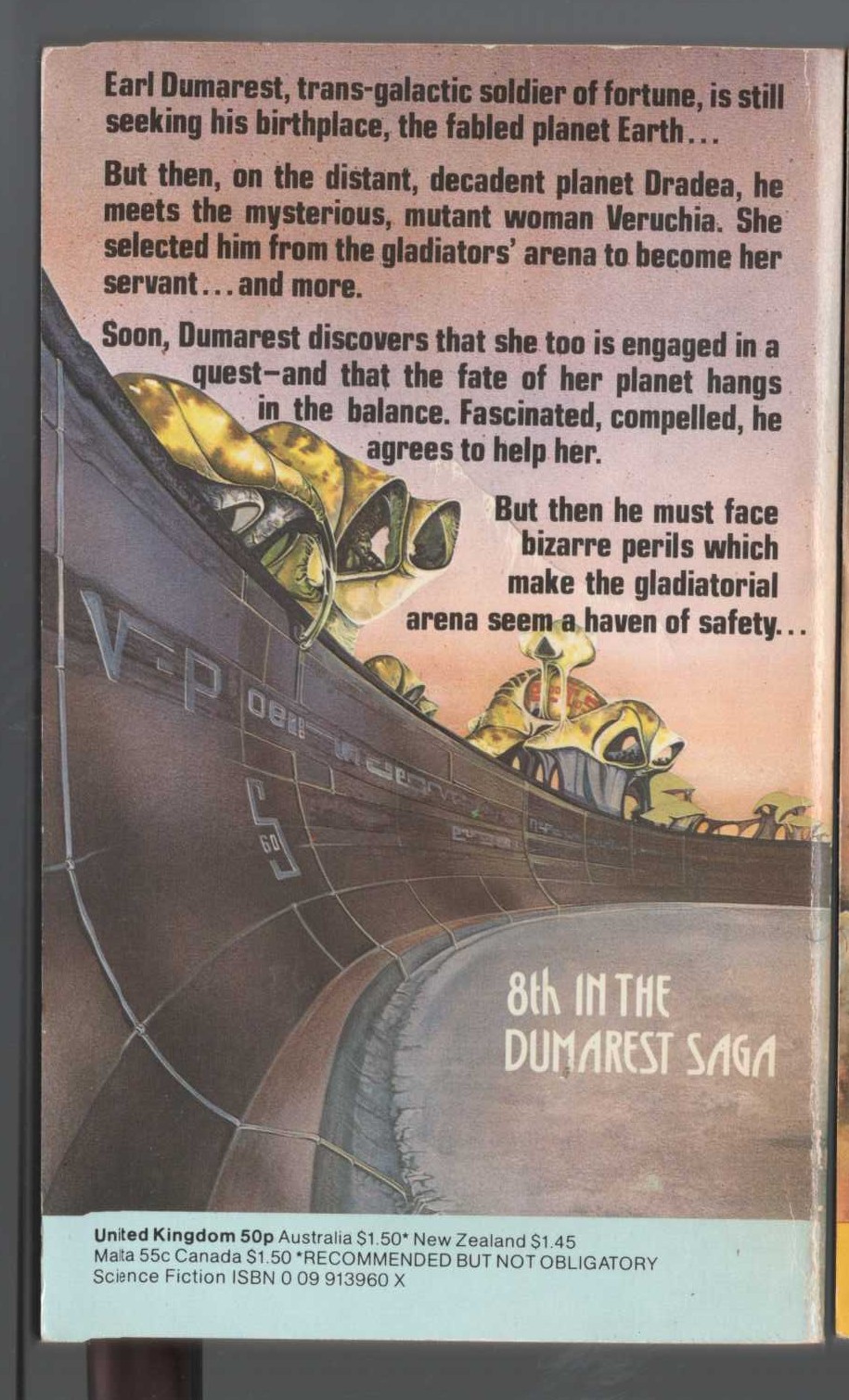 E.C. Tubb  VERUCHIA magnified rear book cover image