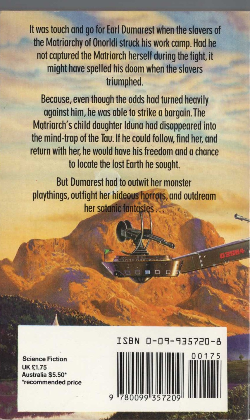 E.C. Tubb  IDUNA'S UNIVERSE magnified rear book cover image