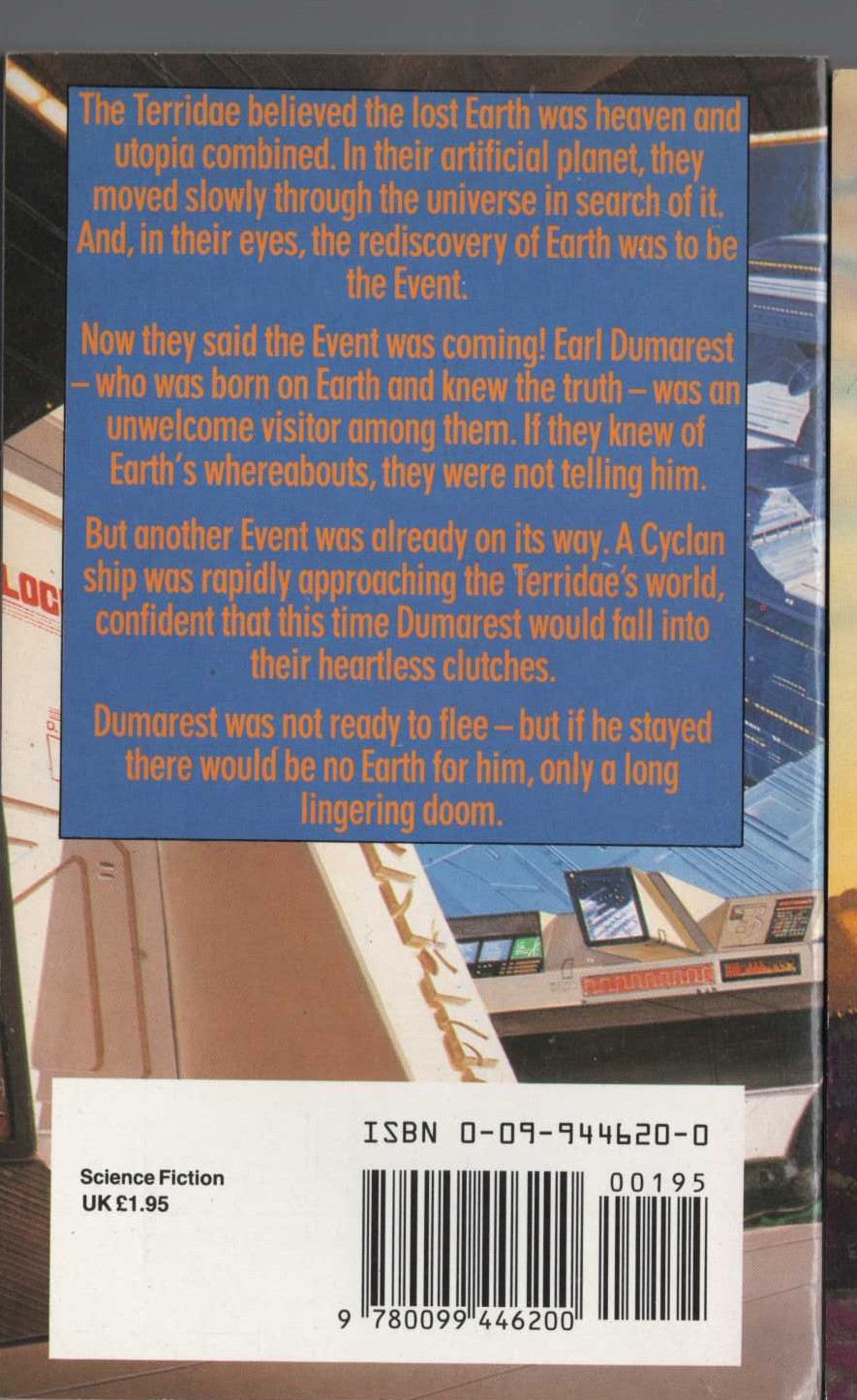 E.C. Tubb  THE COMING EVENT magnified rear book cover image