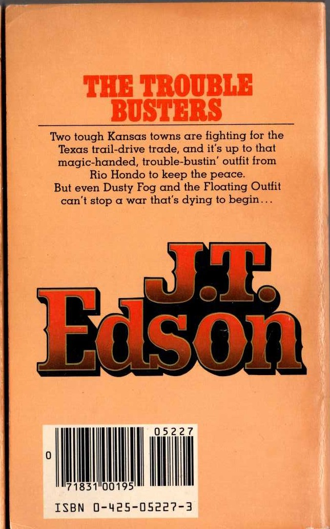 J.T. Edson  THE TROUBLE BUSTERS magnified rear book cover image