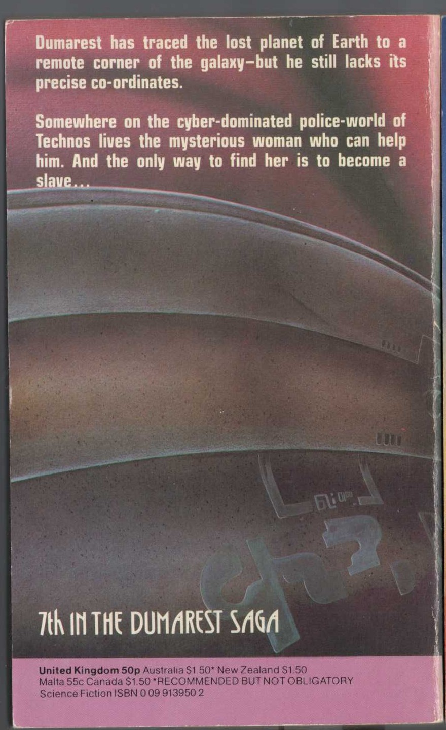 E.C. Tubb  TECHNOS magnified rear book cover image