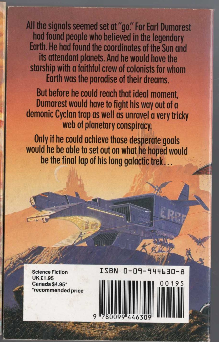 E.C. Tubb  EARTH IS HEAVEN magnified rear book cover image