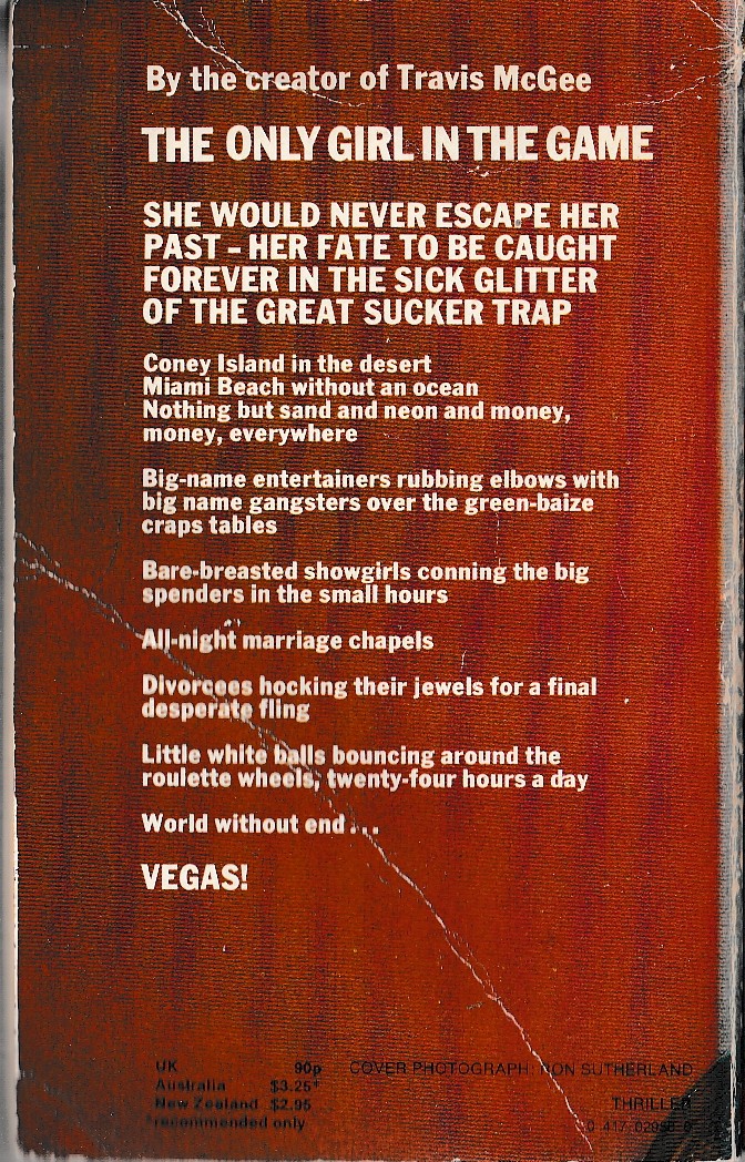 John D. MacDonald  THE ONLY GIRL IN THE GAME magnified rear book cover image