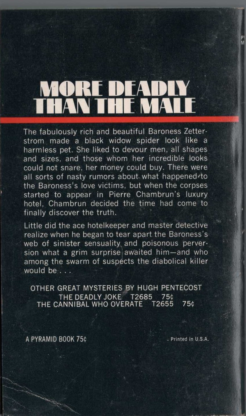 Hugh Pentecost  THE GILDED NIGHTMARE magnified rear book cover image