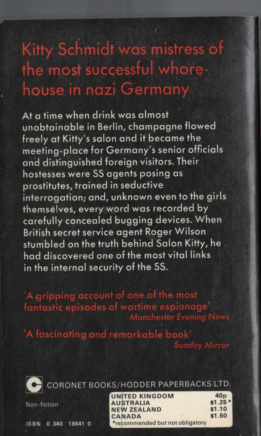 Peter Norden  MADAM KITTY magnified rear book cover image