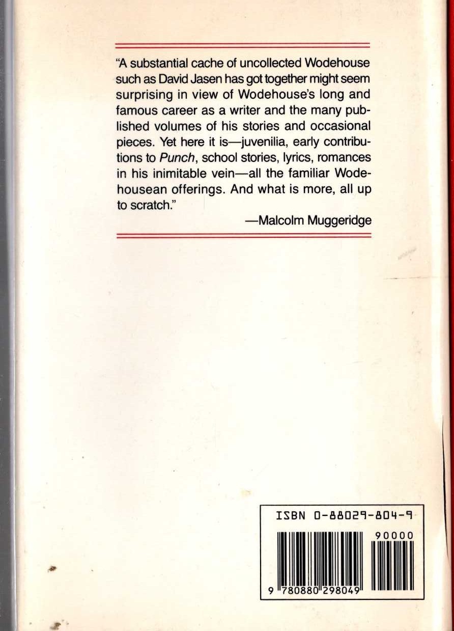 THE UNCOLLECTED WODEHOUSE magnified rear book cover image
