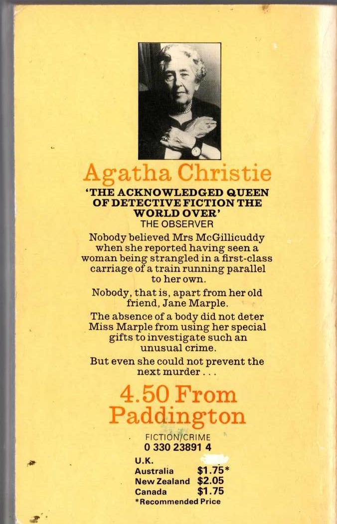 Agatha Christie  4.50 FROM PADDINGTON magnified rear book cover image