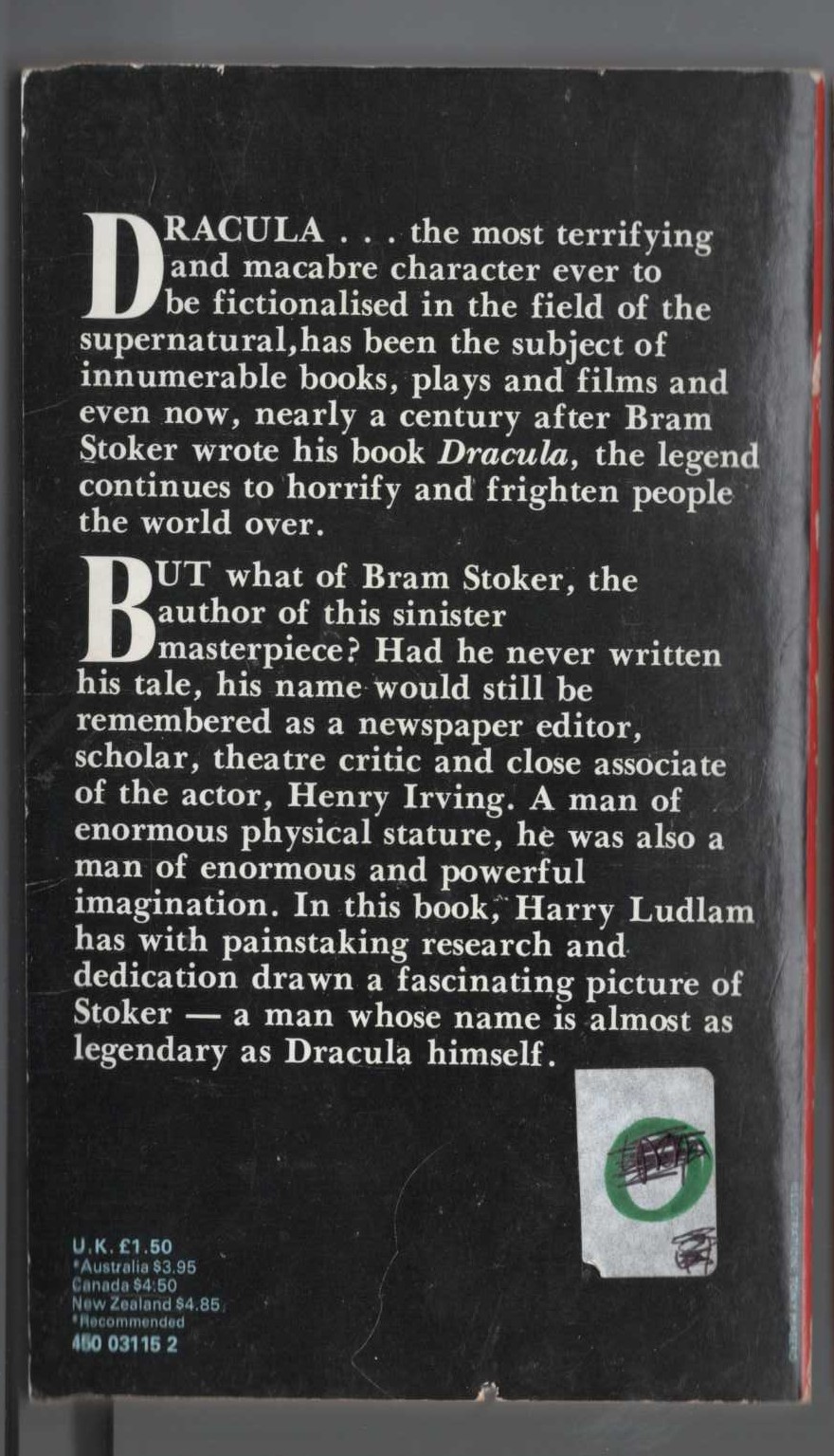 (Harry Ludlam) BRAM STOKER. Creator of Dracula magnified rear book cover image