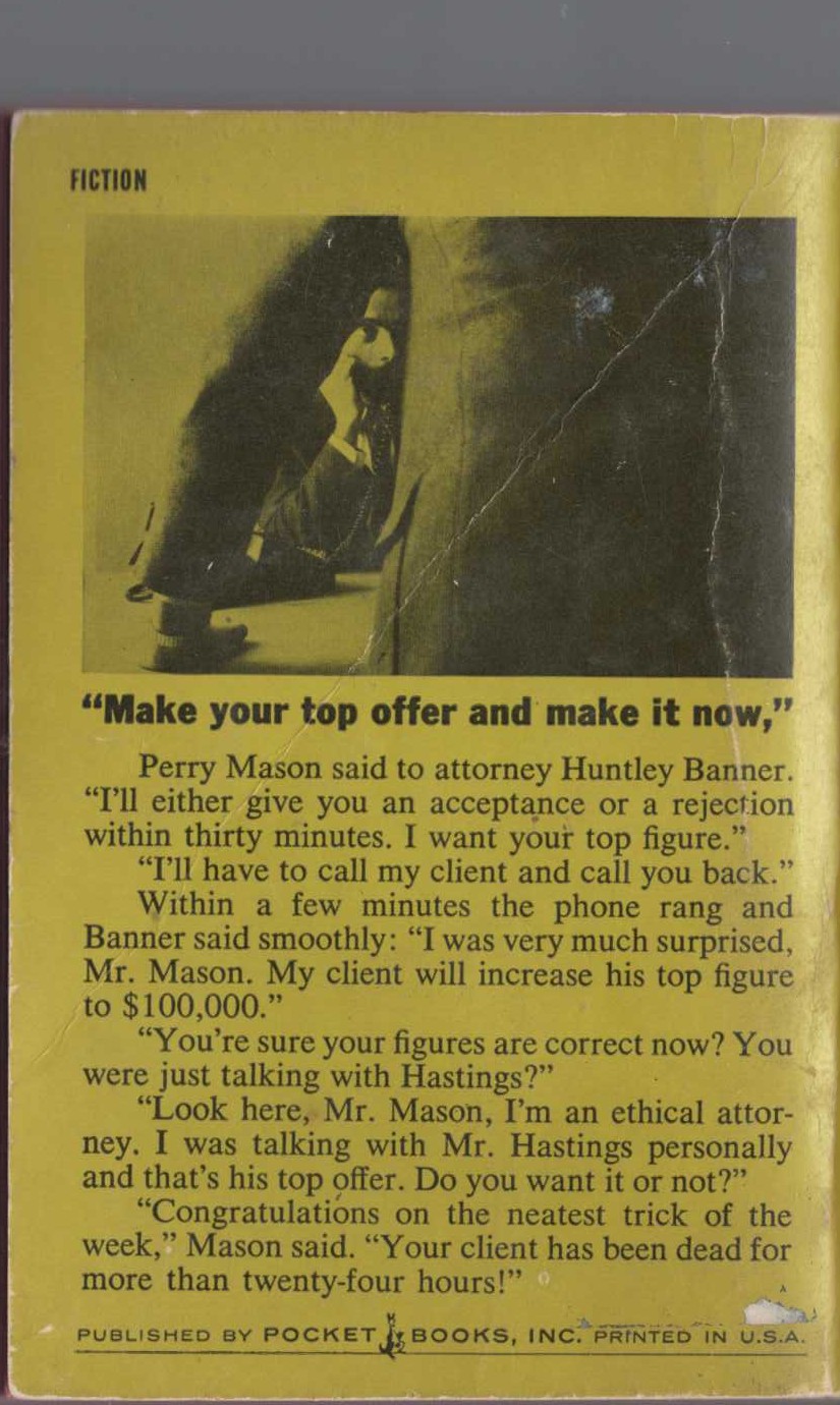 Erle Stanley Gardner  THE CASE OF THE DARING DIVORCEE magnified rear book cover image