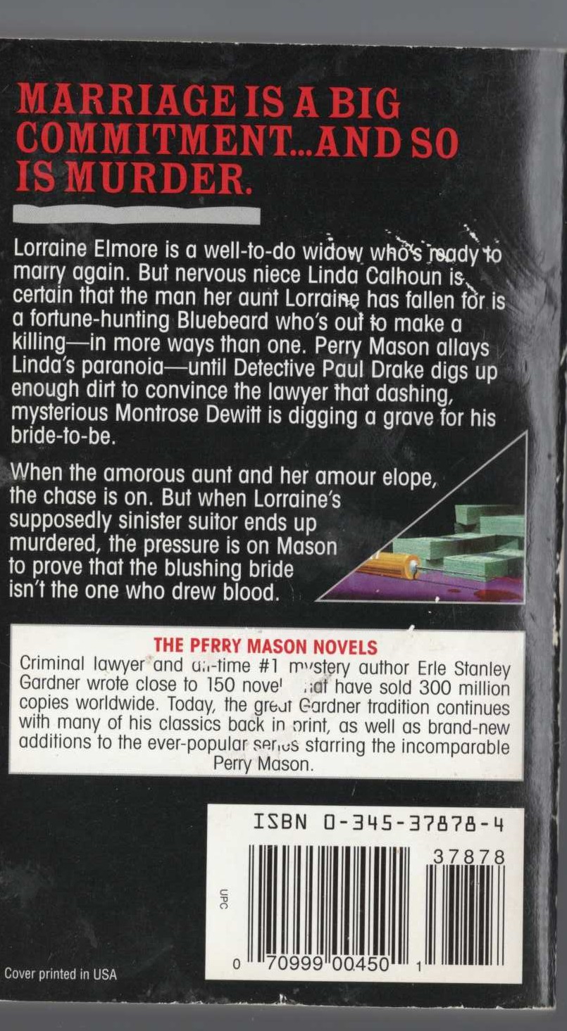 Erle Stanley Gardner  THE CASE OF THE AMOROUS AUNT magnified rear book cover image