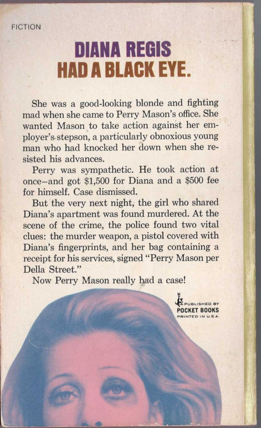 Erle Stanley Gardner  THE CASE OF THE BLACK-EYED BLONDE magnified rear book cover image