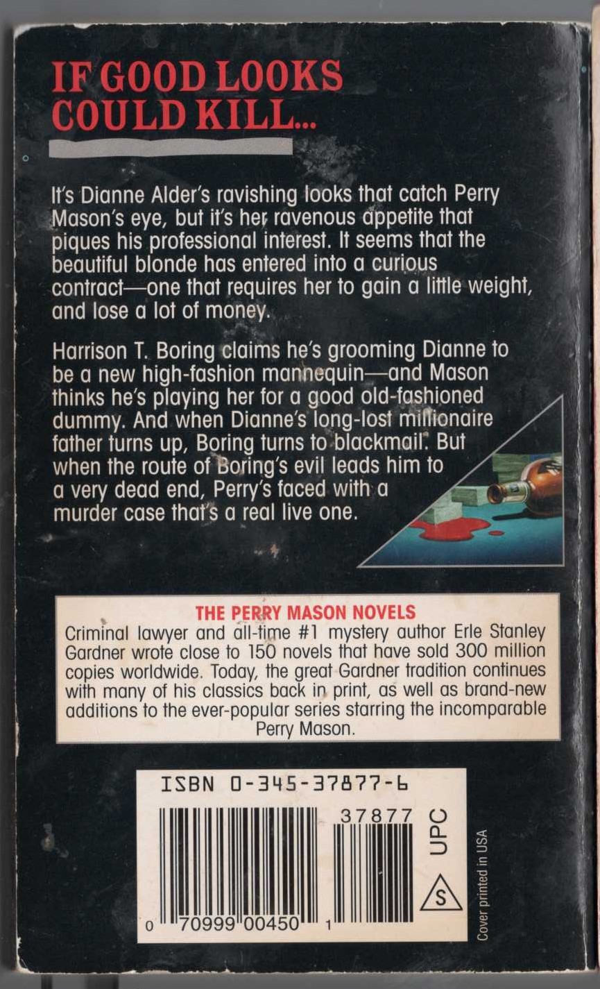 Erle Stanley Gardner  THE CASE OF THE BLONDE BONANZA magnified rear book cover image