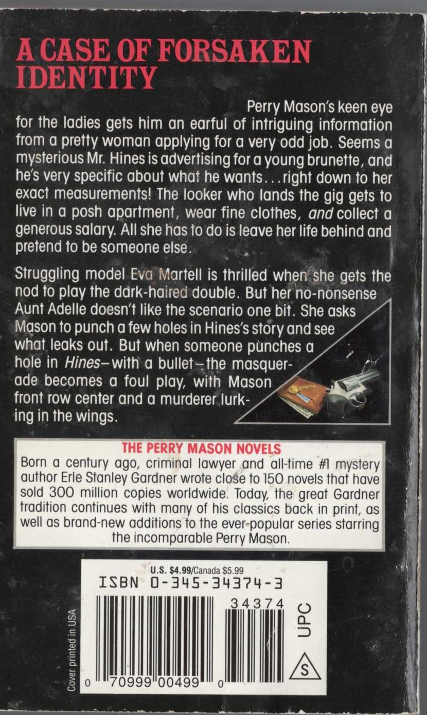 Erle Stanley Gardner  THE CASE OF THE BORROWED BRUNETTE magnified rear book cover image