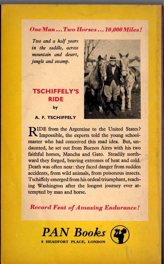 A.F. Tschiffely  TSCIFFELY'S RIDE magnified rear book cover image
