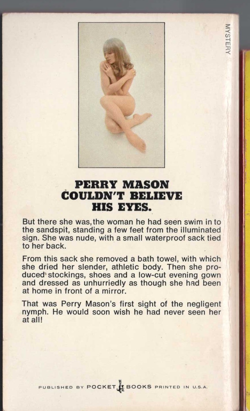 Erle Stanley Gardner  THE CASE OF THE NEGLIGENT NYMPH magnified rear book cover image