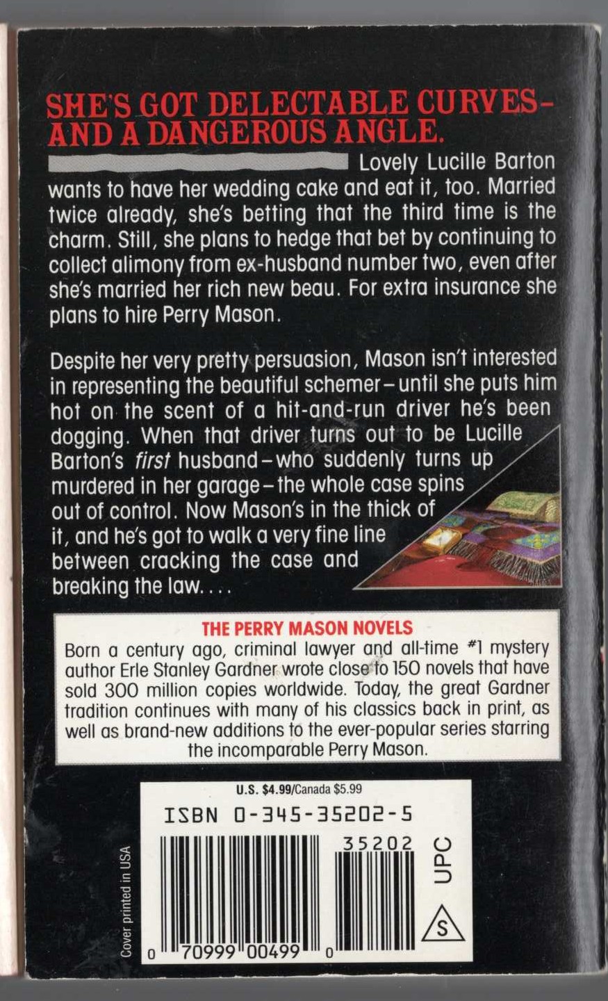 Erle Stanley Gardner  THE CASE OF THE CAUTIOUS COQUETTE magnified rear book cover image