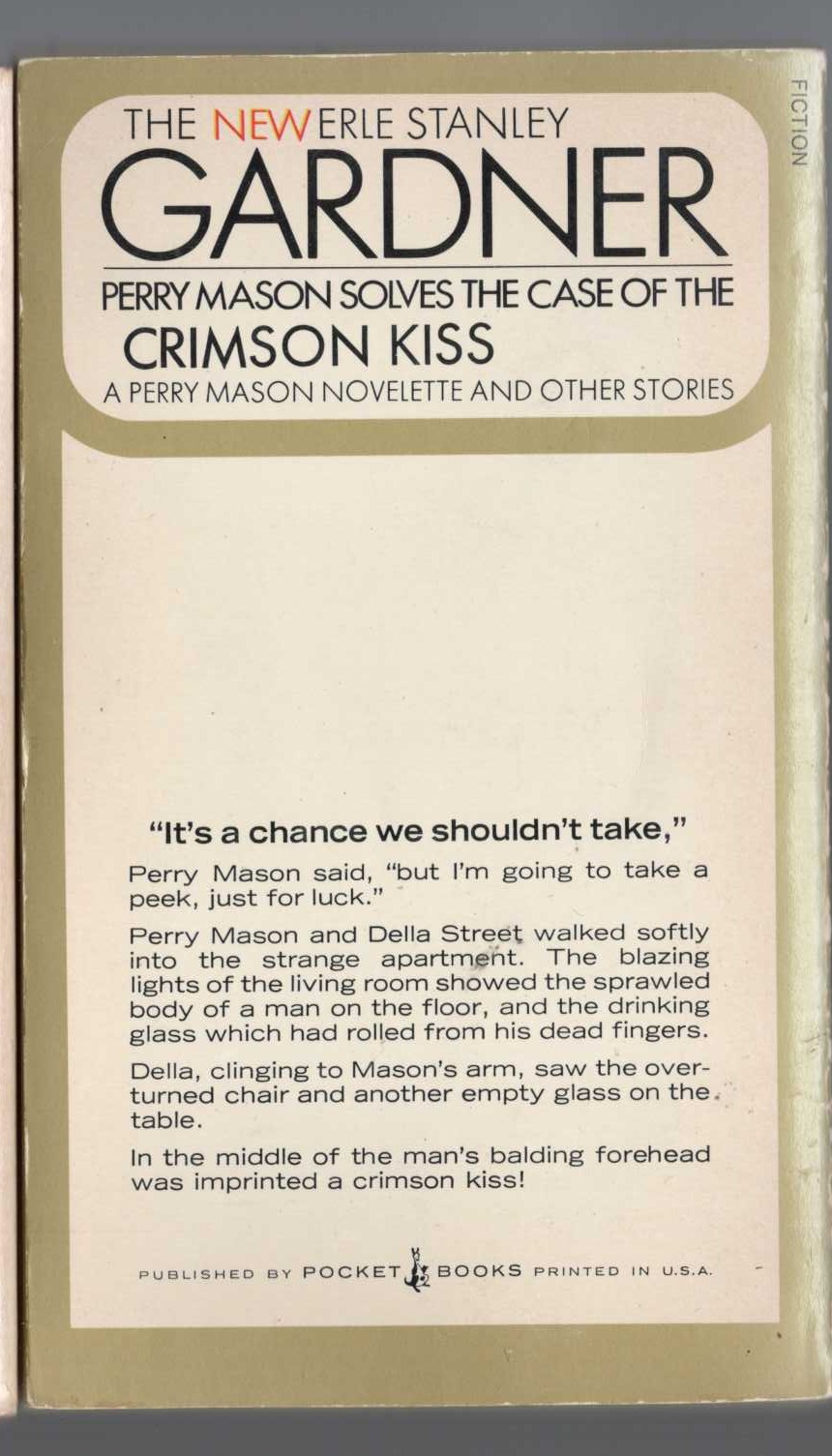 Erle Stanley Gardner  THE CASE OF THE CRIMSON KISS magnified rear book cover image