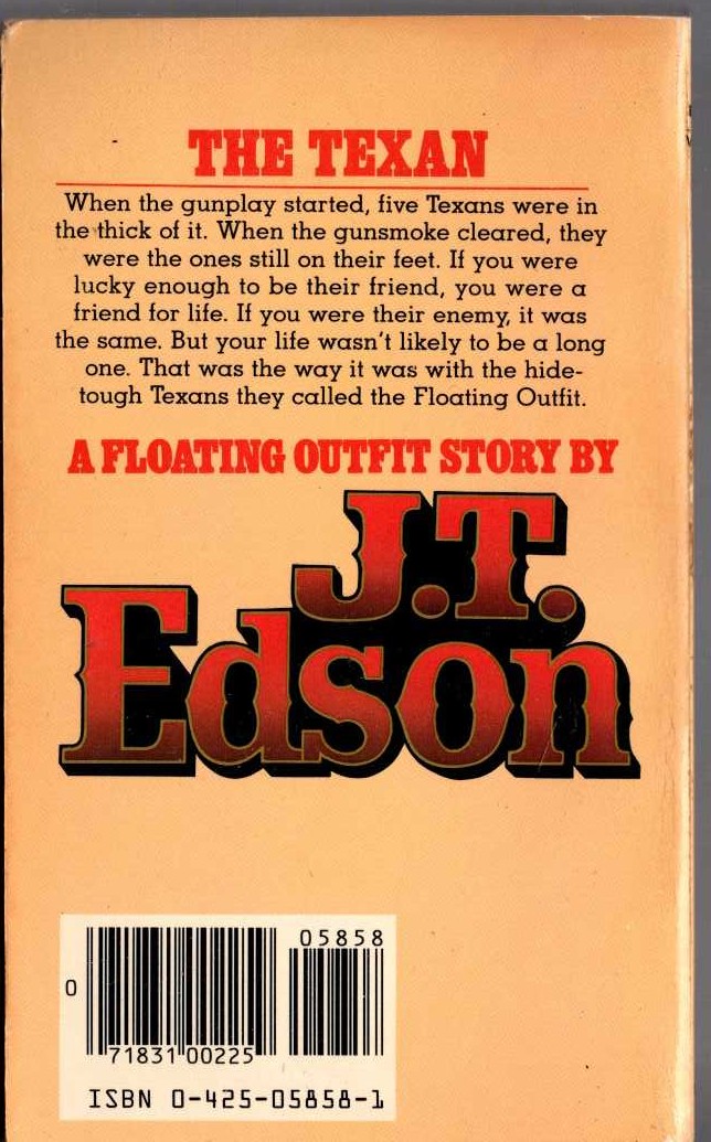 J.T. Edson  THE TEXAN magnified rear book cover image