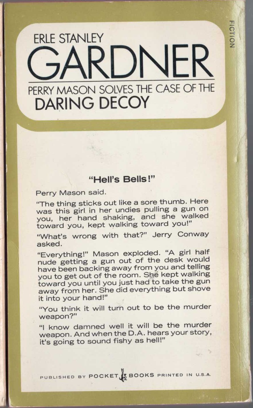 Erle Stanley Gardner  THE CASE OF THE DARING DECOY magnified rear book cover image