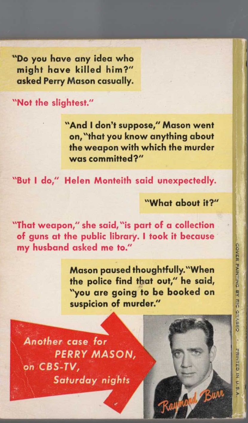 Erle Stanley Gardner  THE CASE OF THE PERJURED PARROT magnified rear book cover image