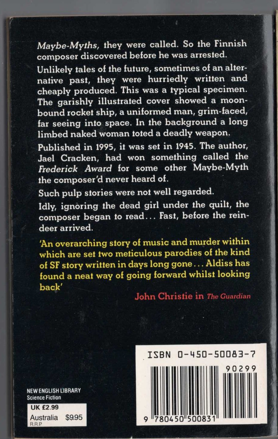 Brian Aldiss  CRACKEN AT CRITICAL magnified rear book cover image
