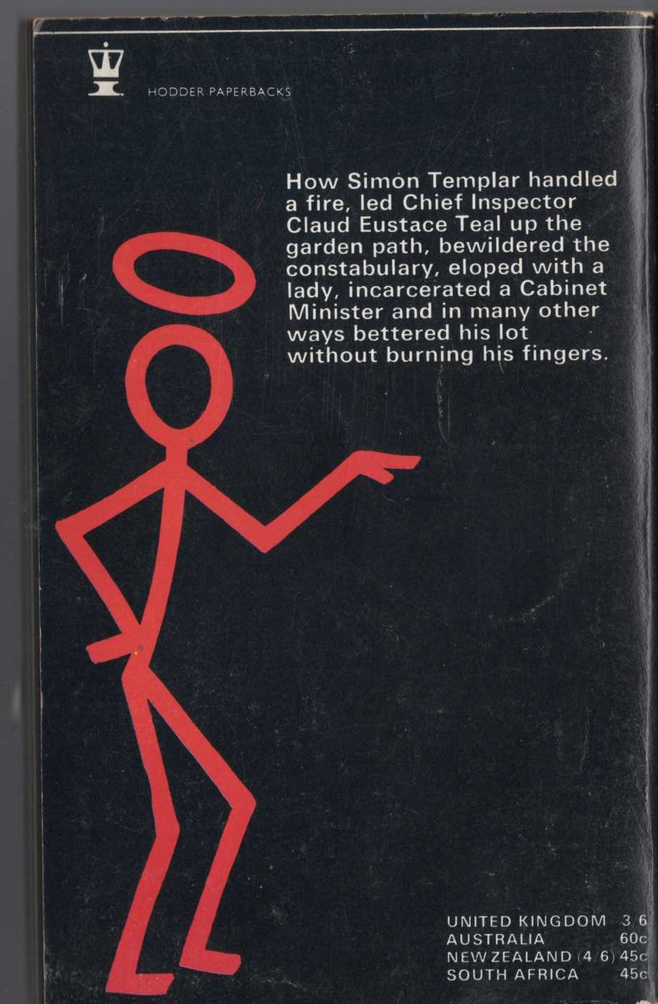 Leslie Charteris  THE SAINT PLAYS WITH FIRE magnified rear book cover image