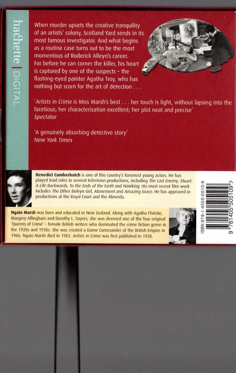 ARTISTS IN CRIME (read by Benedict Cumberbatch) magnified rear book cover image